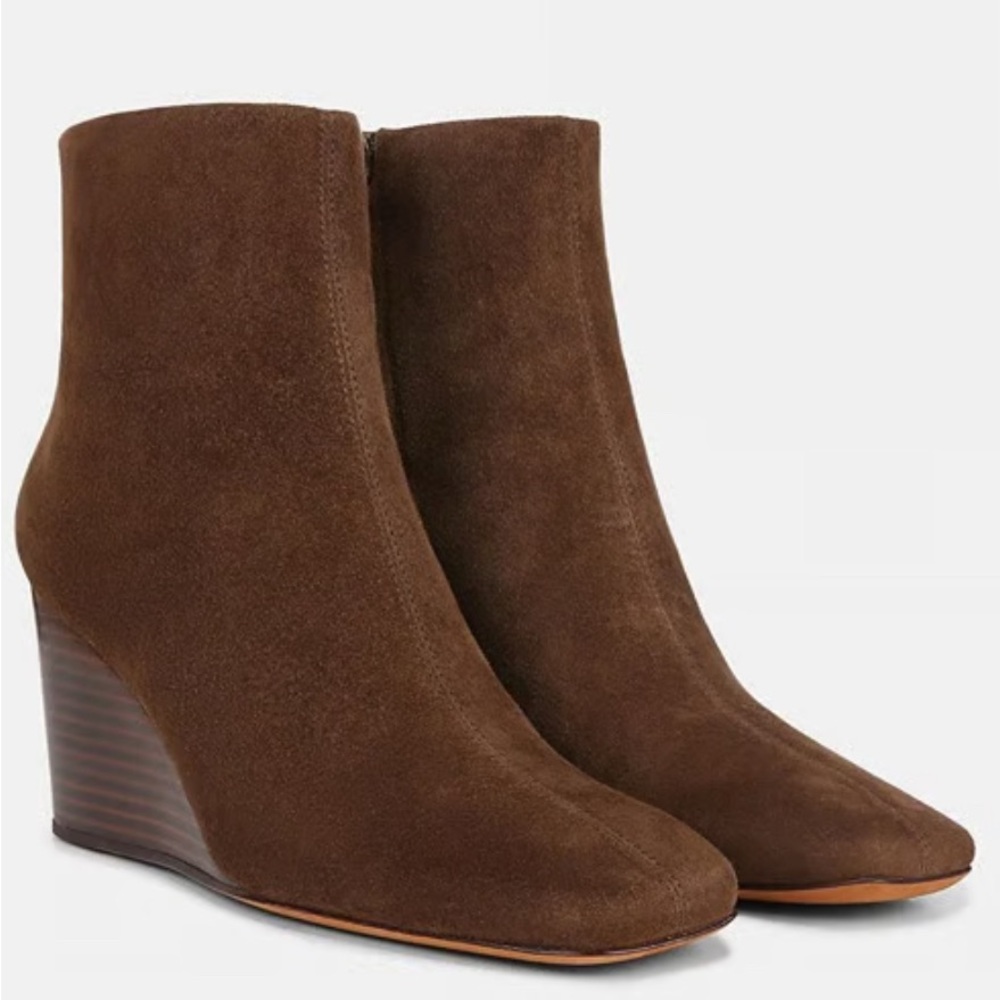Vince Chocolate Suede Ankle Booties